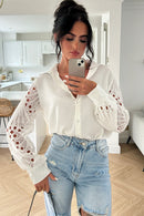 Amanda White Crochet Sleeve Shirt