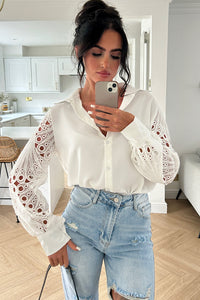 Amanda White Crochet Sleeve Shirt