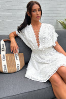 Millie White Lace Tassel V-Neck Dress