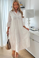 Amelia White Broderie Maxi Dress