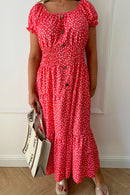 Sian Coral Polka Dot Button Maxi Dress