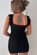 Lia Black Ruched Bodycon Dress
