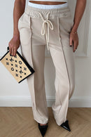Beige Boxer Wide Leg Joggers