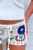 Delilah White Crochet Shorts