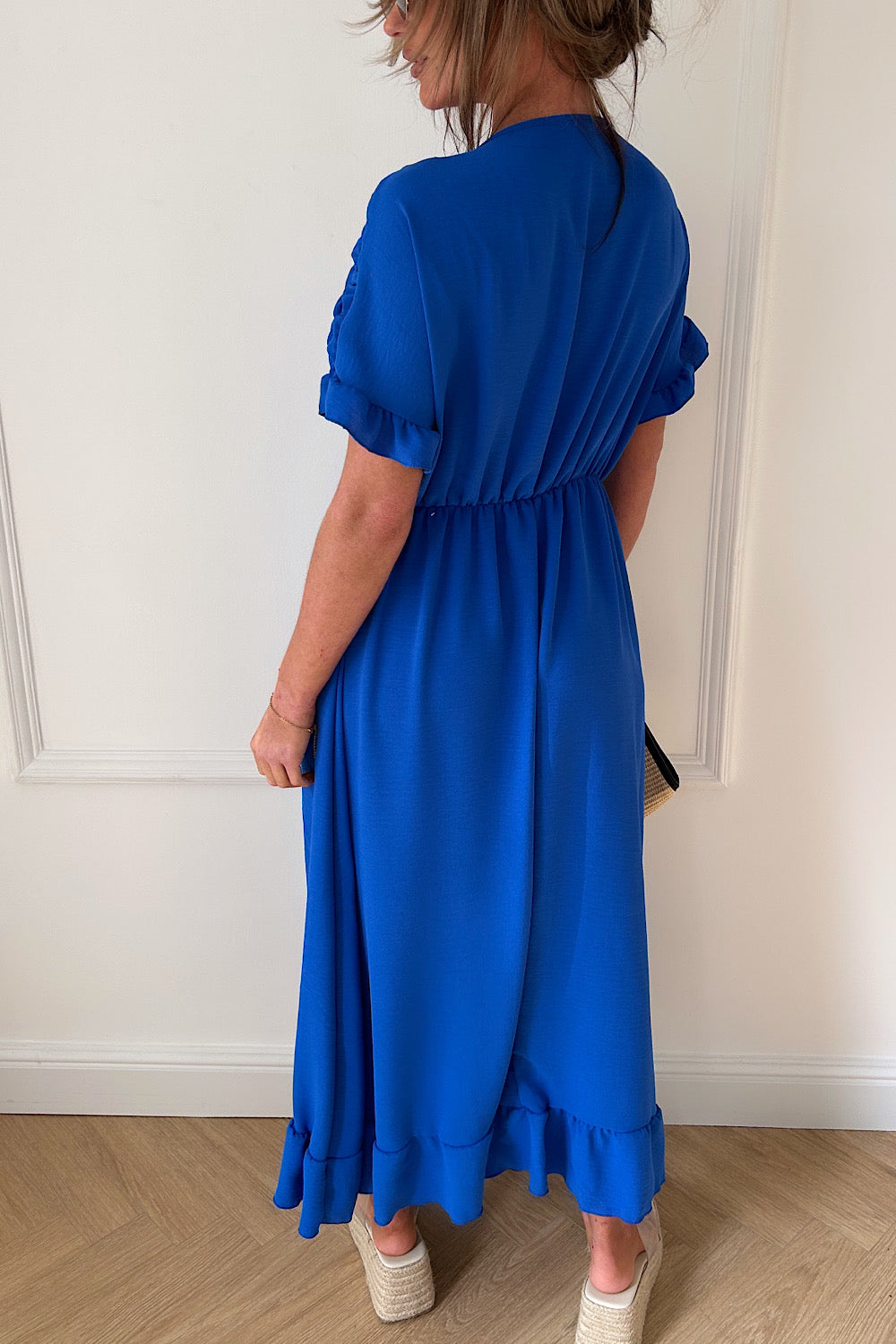 Elycia Royal Blue Ruched Maxi Dress