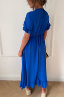 Elycia Royal Blue Ruched Maxi Dress
