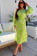 Green Zebra Print Wrap Maxi Dress