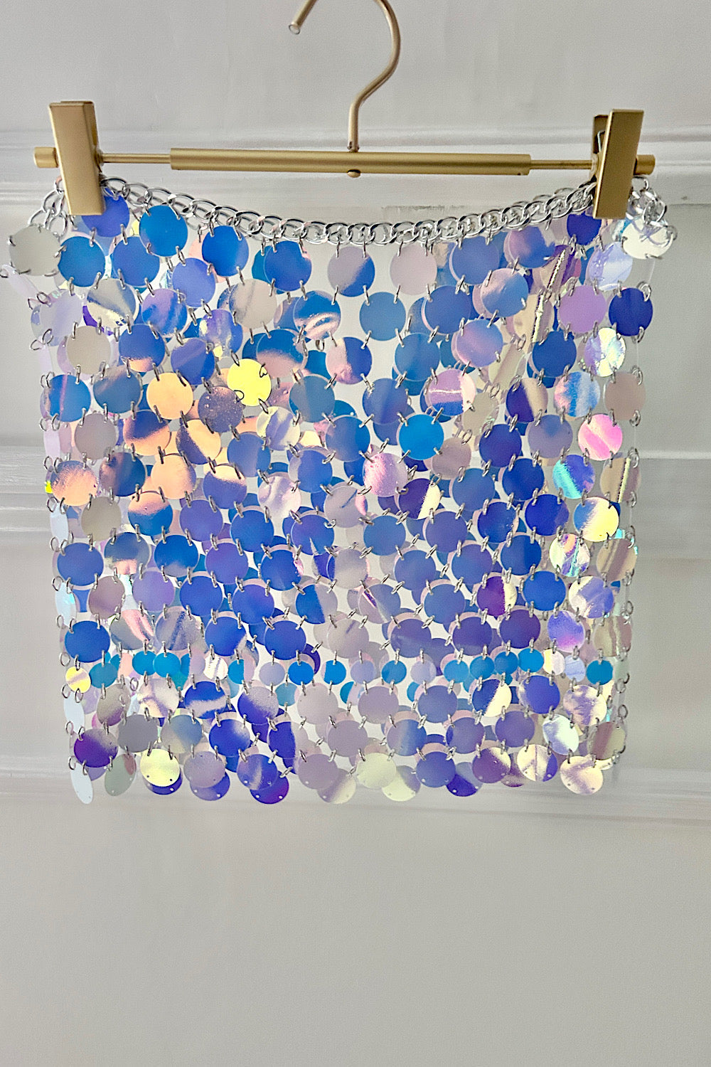 Safra Holographic Sequin Disc Skirt