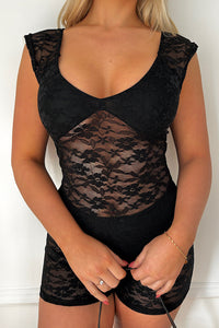 Scarlet Black Floral Lace Playsuit
