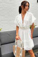 Millie White Lace Tassel V-Neck Dress