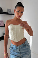 Laura White Leather Corset Top