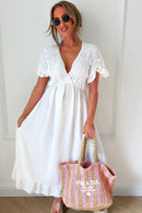 Elycia White Ruched Maxi Dress