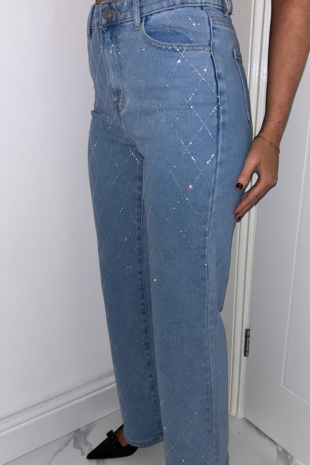 Naomi Blue Denim Diamante Cross Jeans
