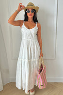 Cassie White Broderie Anglaise Maxi Dress