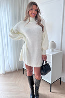 Sienna White Balloon Sleeve Jumper Dress