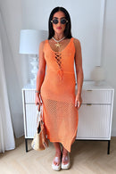 Jenny Orange Crochet Maxi Dress