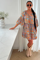 Naya Orange Boho Silk Mini Dress
