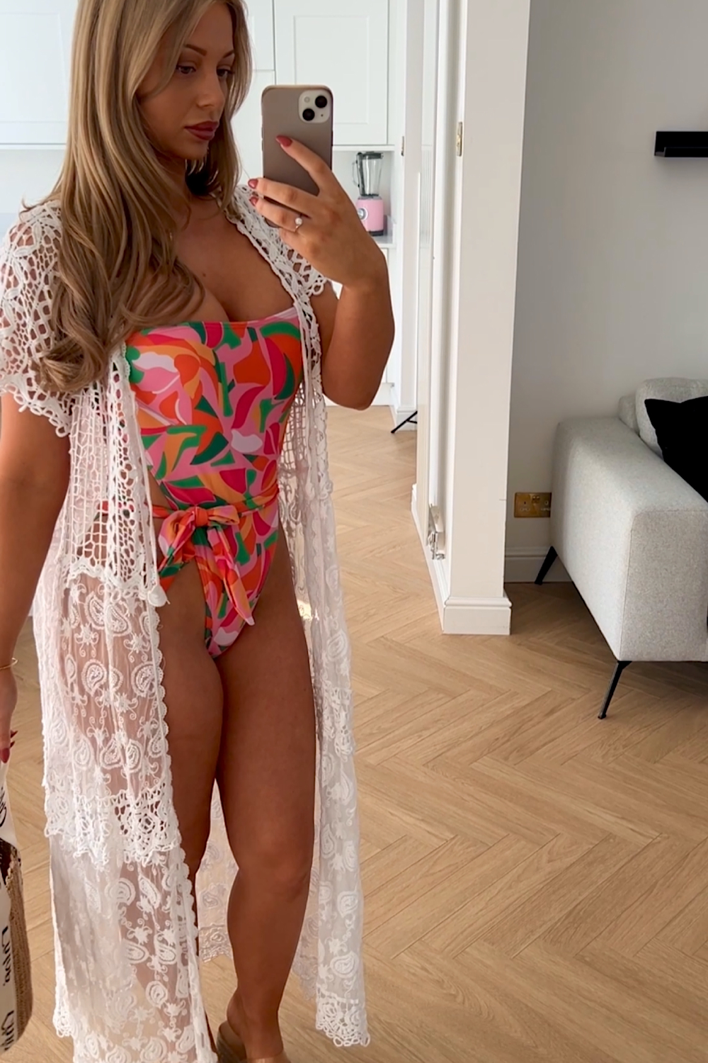 Jools White Crochet Kimono