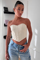 Laura White Leather Corset Top
