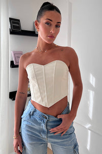 Laura White Leather Corset Top