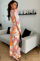 Raye Orange Twist Split Front Maxi Dress