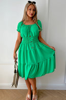 Raylee Green Button Midi Dress