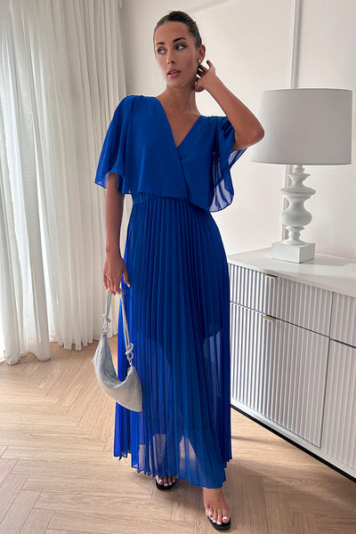 Tama Royal Blue Cape Sleeve Maxi Dress