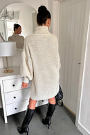 Sienna Beige Balloon Sleeve Jumper Dress