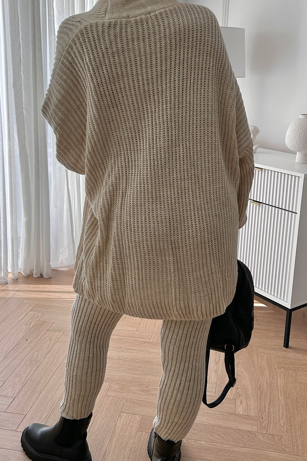 Daisy Beige Plus Cardigan & Leggings Loungewear Set