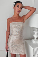 Lydie Gold Sequin Bandaeu Mini Dress