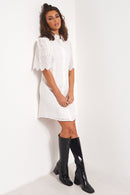 Ellie White Broderie Shirt Dress