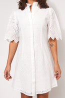Ellie White Broderie Shirt Dress