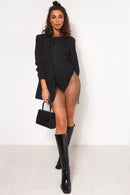 Bora Black Diamante Mini Dress