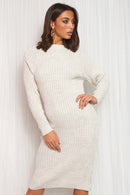 Beige Twist Jumper Dress
