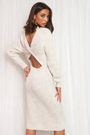 Beige Twist Jumper Dress