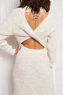 Beige Twist Jumper Dress
