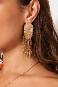 Gold Coin Tassel Earrings