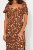 Renata Brown Floral Midi Dress