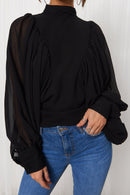 Black Chiffon Angel Sleeve Blouse