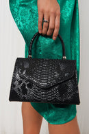 Black Croc Envelope Bag