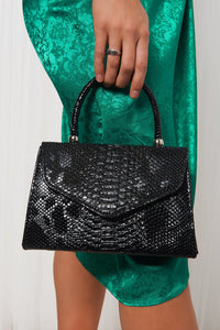 Black Croc Envelope Bag