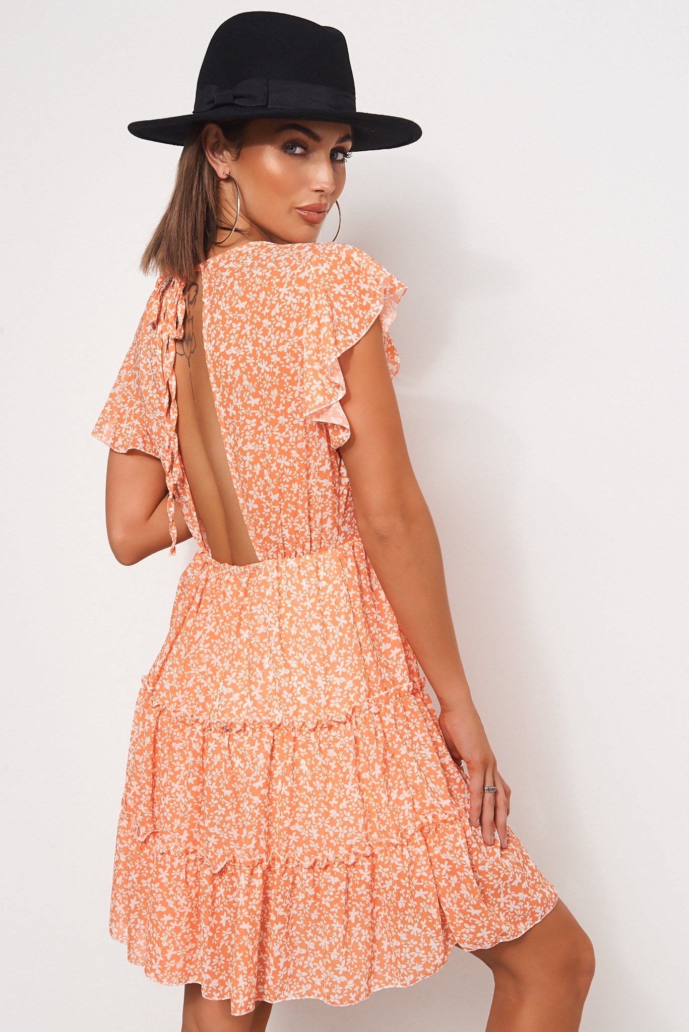 Darna Orange Floral Shift Dress