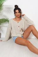 Beige Button Front Cardigan