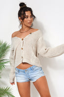 Beige Button Front Cardigan