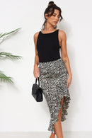 Black Dalmatian Frill Midi Skirt