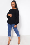 Black Pom Sleeve Jumper
