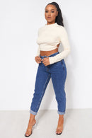 Jess Beige Backless Ruched Top