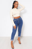 Jess Beige Backless Ruched Top