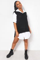 Black V Neck Knitted Vest Top