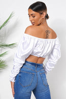 White Satin Crop Top